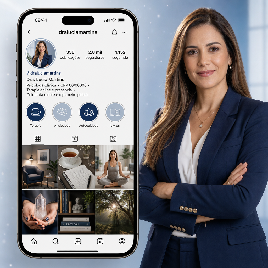 Profissional em traje alfaiado apresentando seu perfil digital coerente com sua imagem presencial